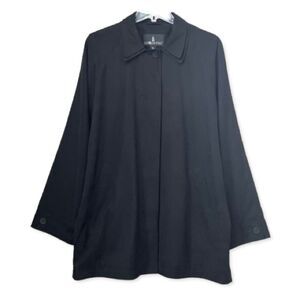 London Fog Black Microsuede Button Tech Coat Jacket Size XL